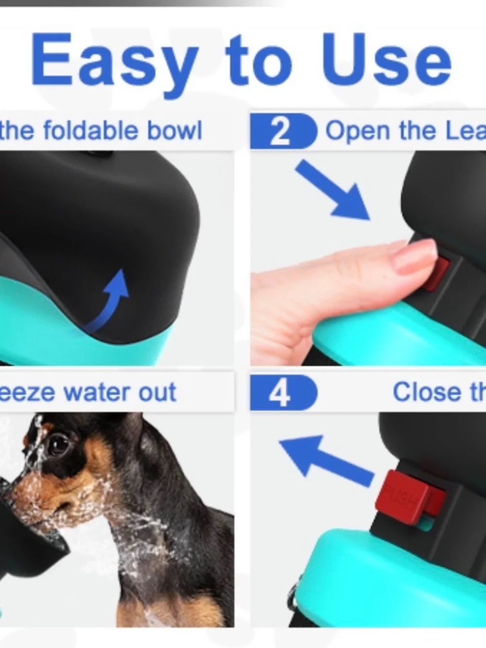 NEW Lesotc collapsible dog water bottle for travel / walks 10 ozs